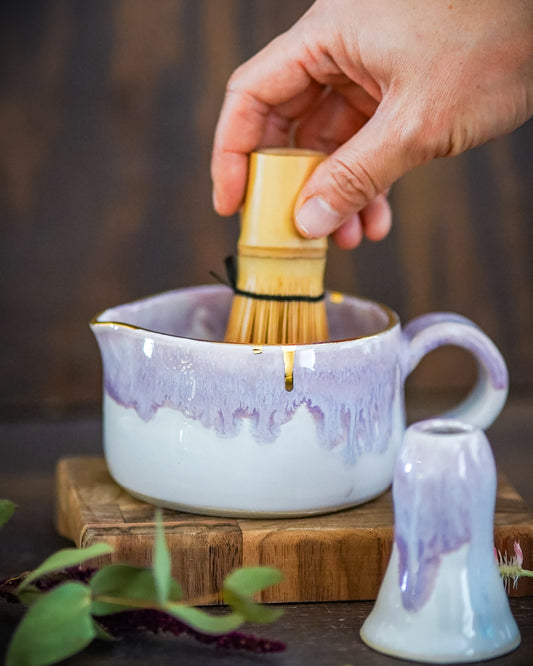 Lavender Rain Matcha bowl and whisk holder/ Matcha set