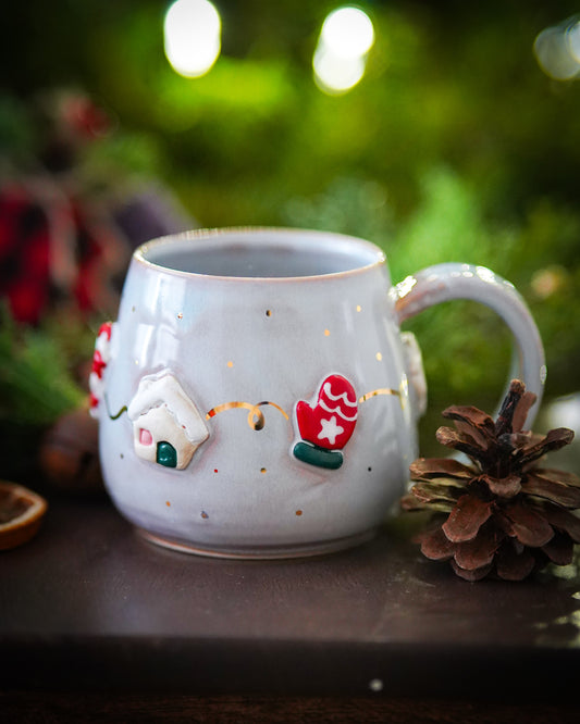 Gold Ribbon Snow Glow Mug