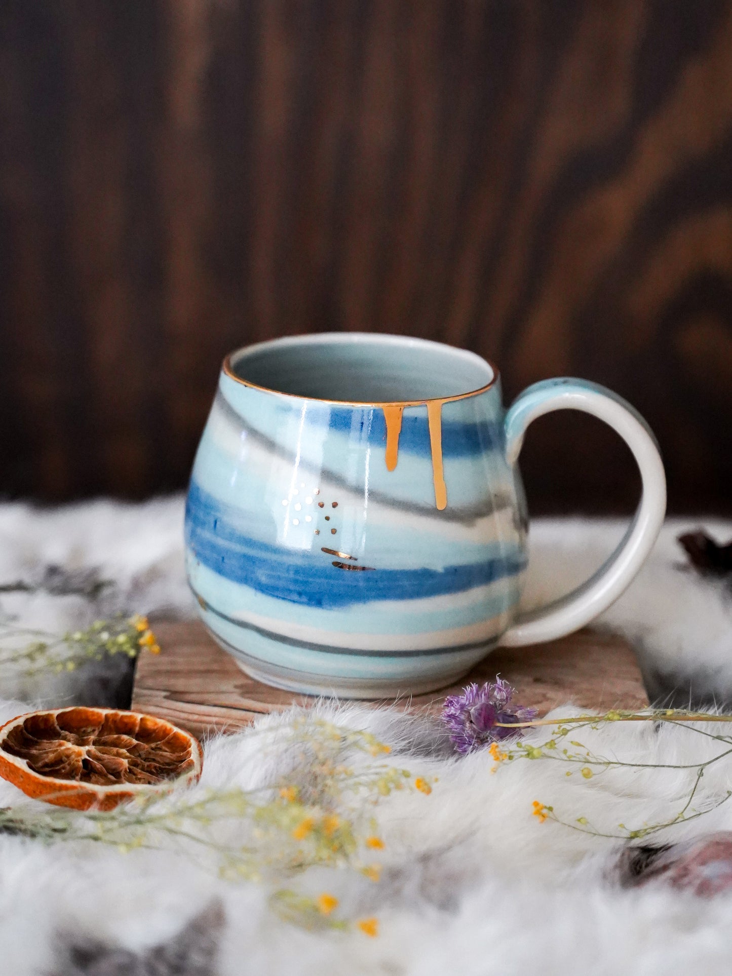 Golden Porcelain Snow Marble Mug