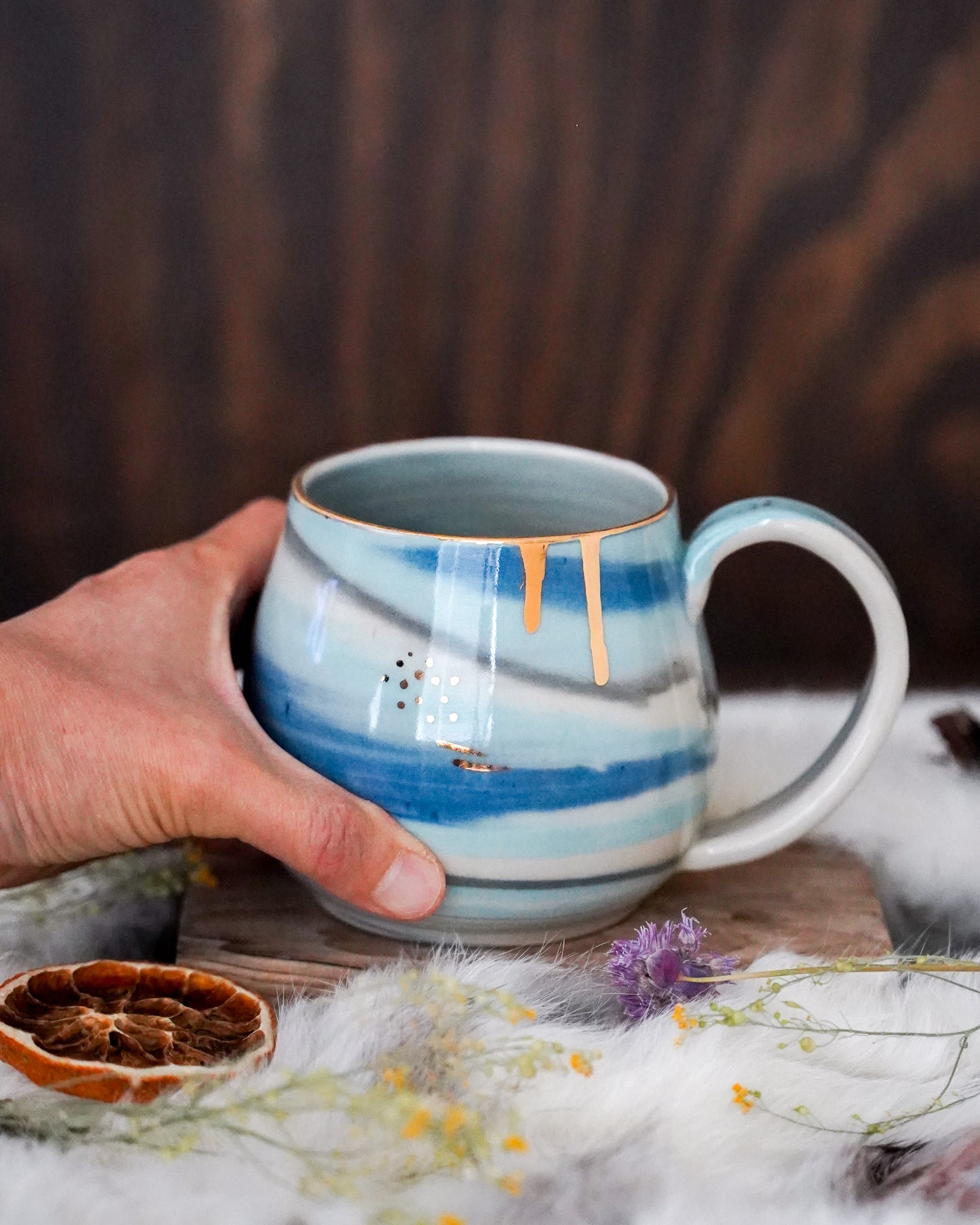 Golden Porcelain Snow Marble Mug